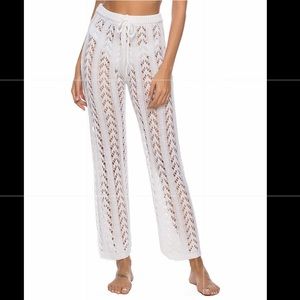 Womens Cover Up Pants Crochet High-Waist
